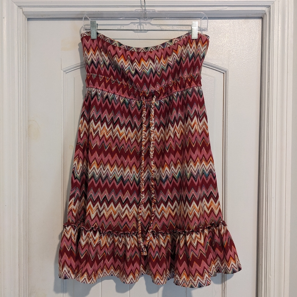 Y2K Chevron Print Swim Cover-Up Sz S/M